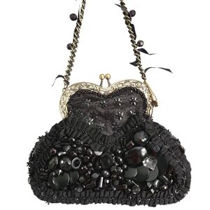 Mary Frances Lolita Purse Black With Sequins, Lace and Beads.
